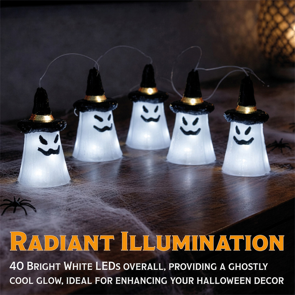 FXLab 8 White LED Acrylic Ghost Outdoor Halloween Decoration Set of 5 Image 5