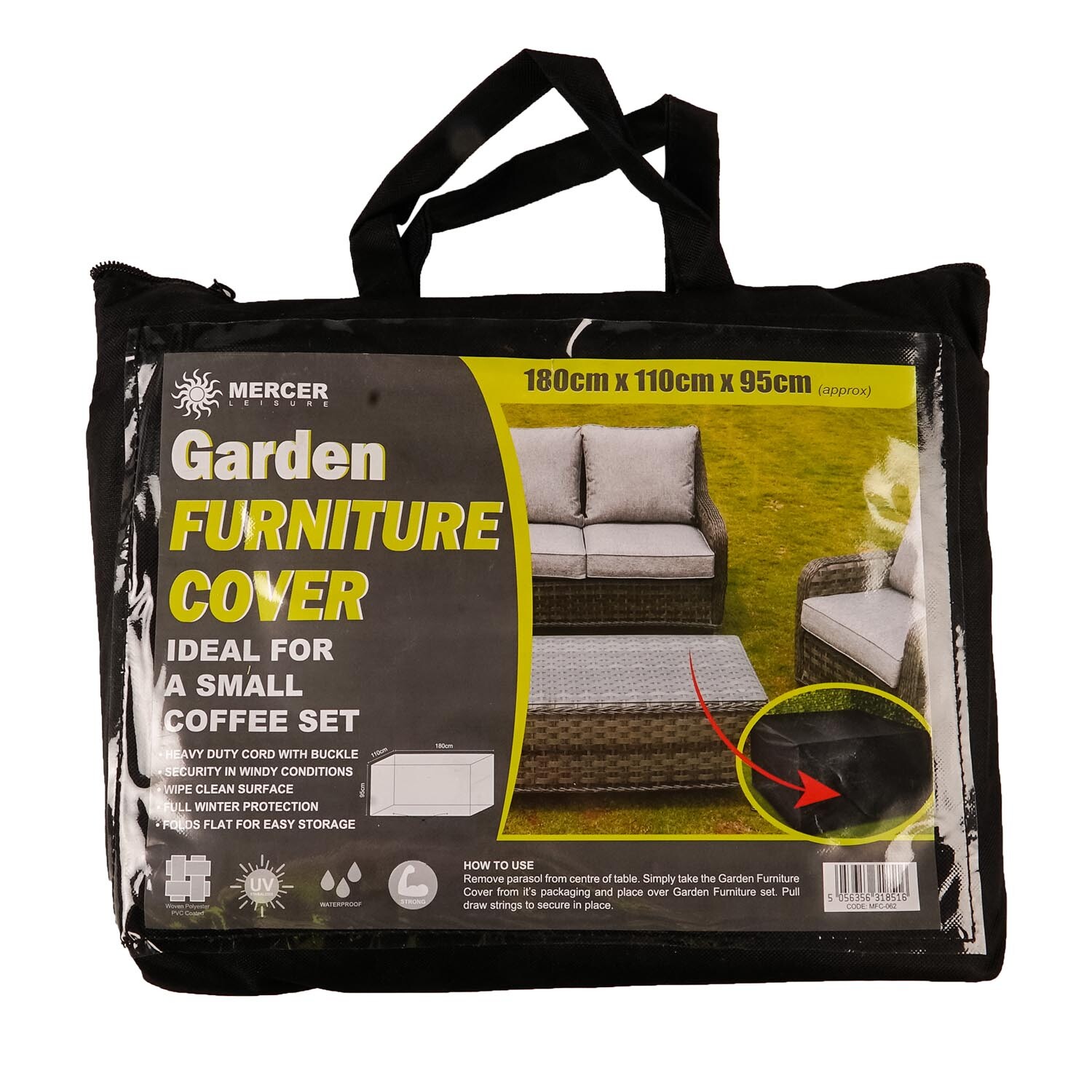 Mercer Leisure Black Medium Rectangular Furniture Cover Image 2