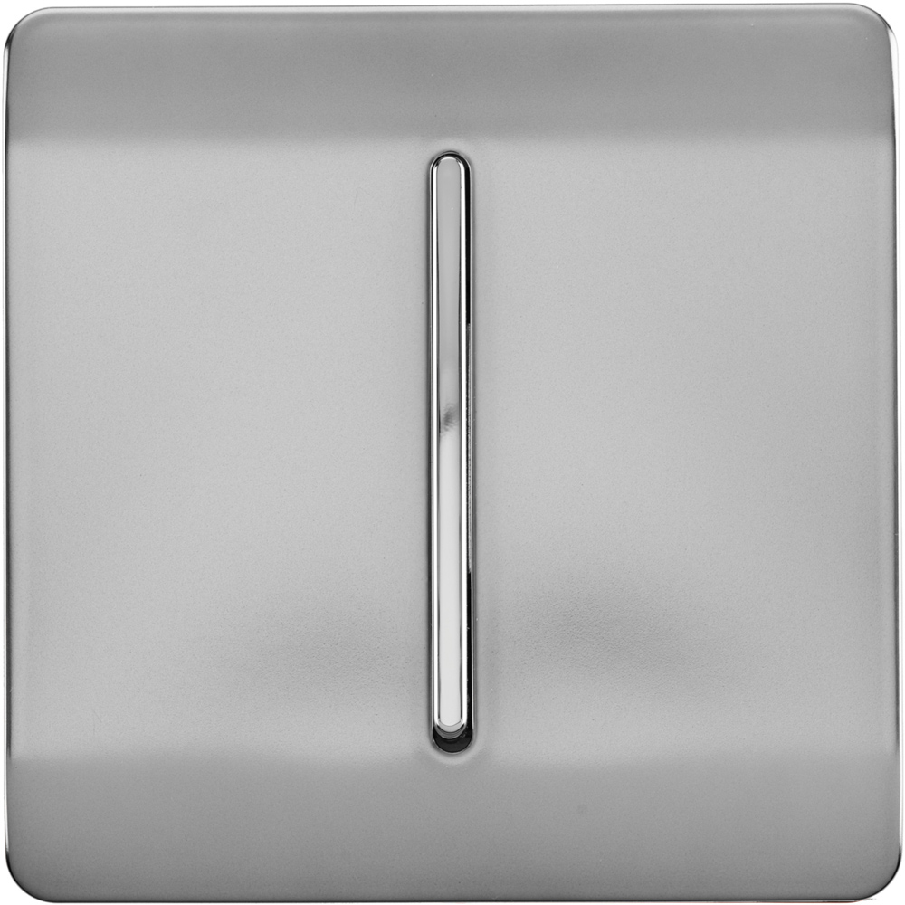 Trendi Switch 1 Gang 10amp Brushed Steel Intermediate Rocker Light Switch Image 1