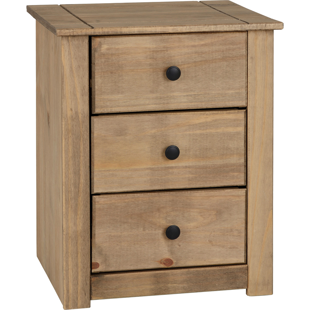 Seconique Panama 3 Drawer Natural Wax Bedside Table Image 2