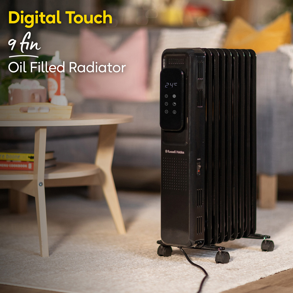 Russell Hobbs Black 9-Fin Digital Touch Control Oil Filled Radiator 2000W Image 3