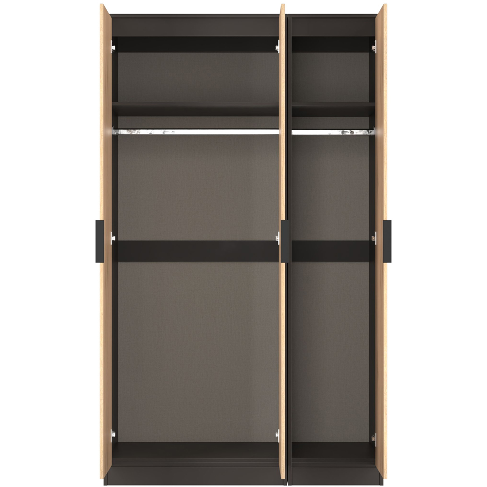 Crowndale Hong Kong 3 Door Slatt Effect and Graphite Tall Wardrobe Ready Assembled Image 8