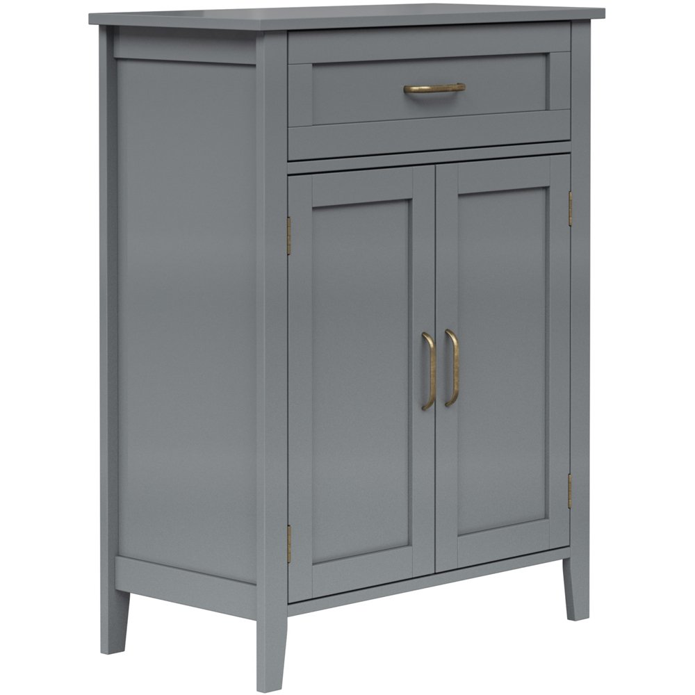 Teamson Home Mercer 2 Door Single Drawer Grey Mid Century Wooden Floor Storage Cabinet Image 3