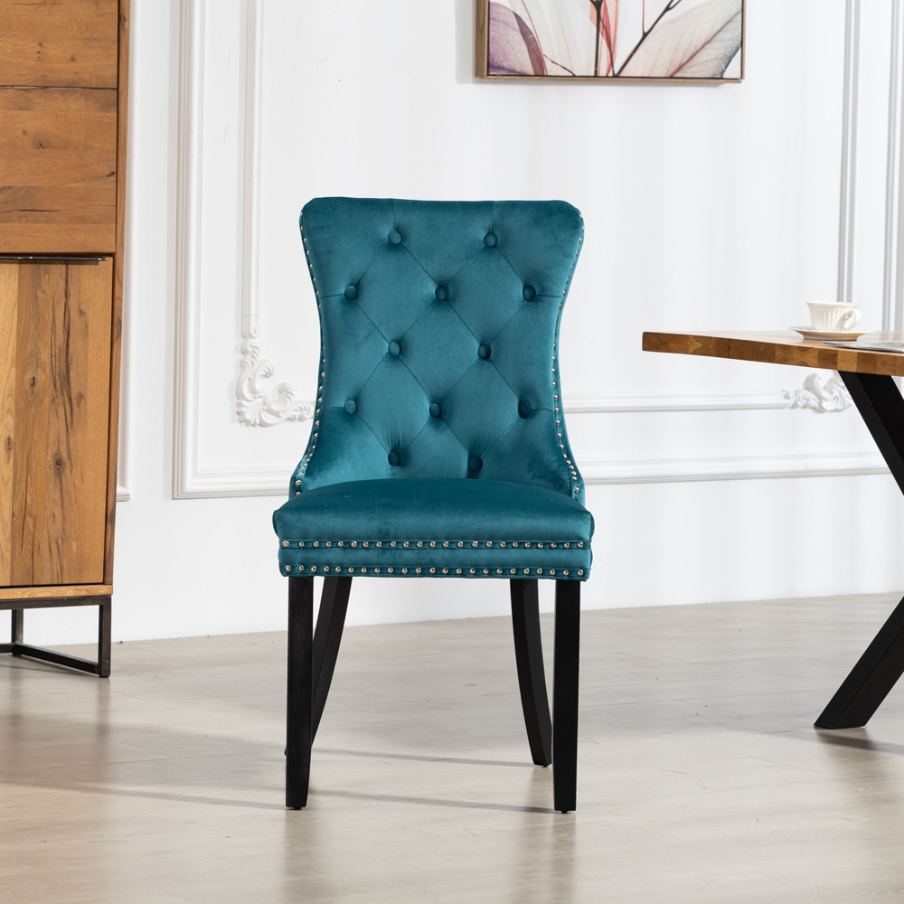 Artemis Home Ceres Set of 2 Teal Velvet Fabric Dining Chair Image 2