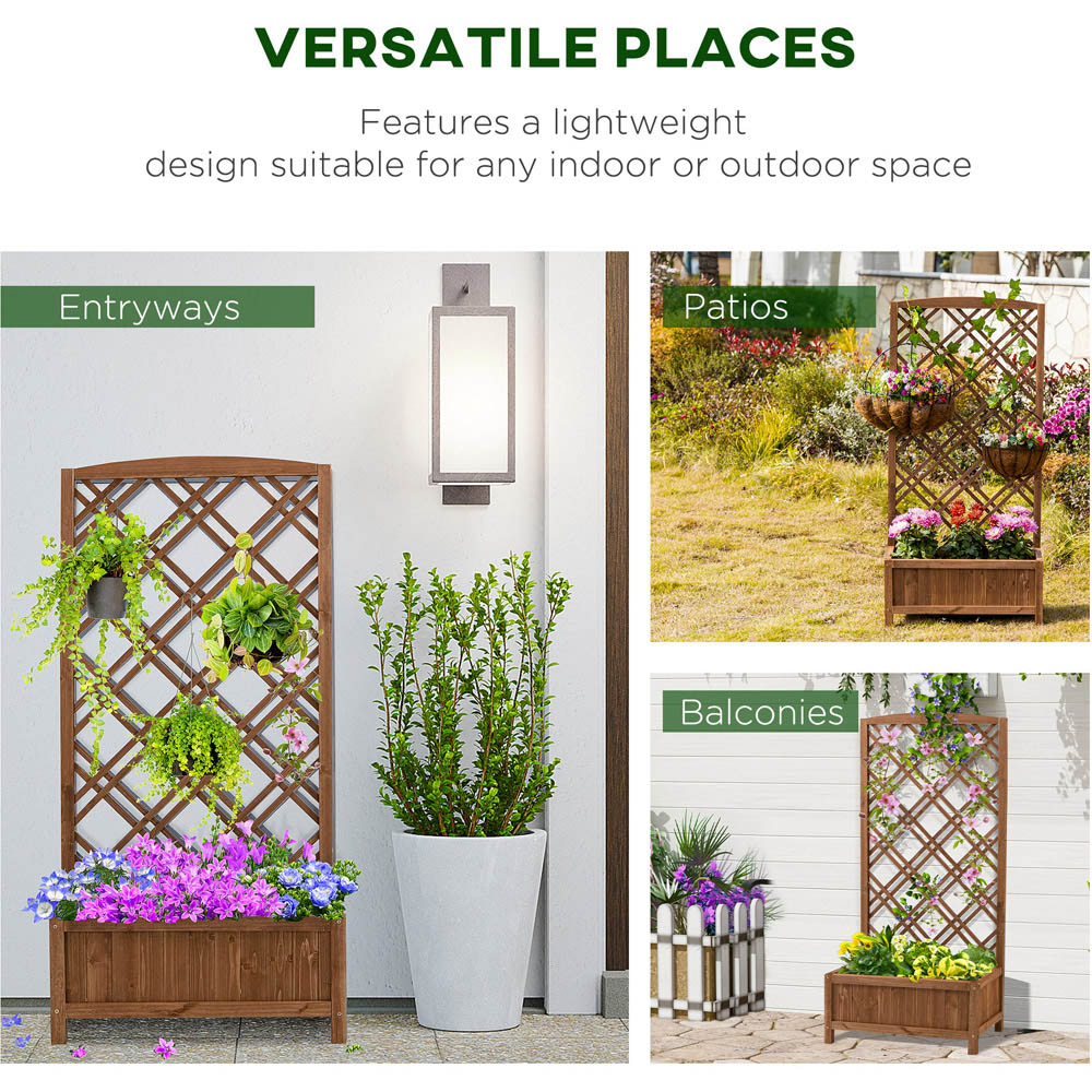 Outsunny Wooden Brown Planter with Trellis 122.5 x 30 x 60cm Image 7