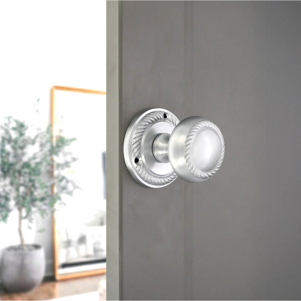 Spira Brass Satin Chrome Georgian Mortice Door Knob 2 Pack Image 2