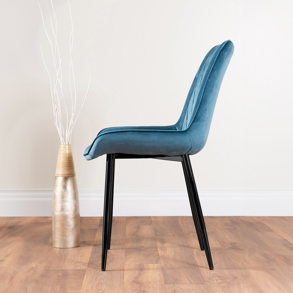 Furniturebox Molini Cesano 6 Seater Dining Set Grey Gloss Blue and Black  Image 4