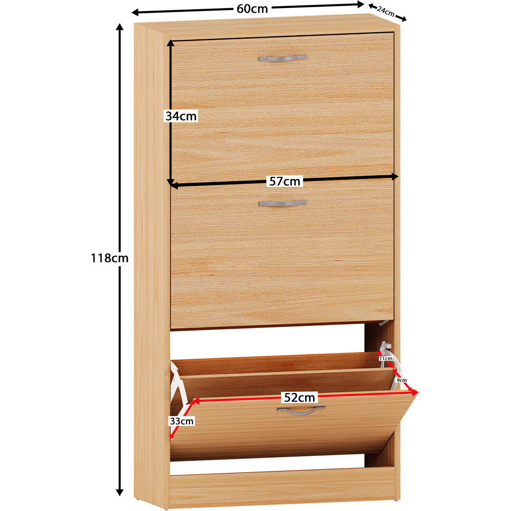 VIDA DESIGNS Pine Effect 3 Drawer Shoe Cabinet Image 9
