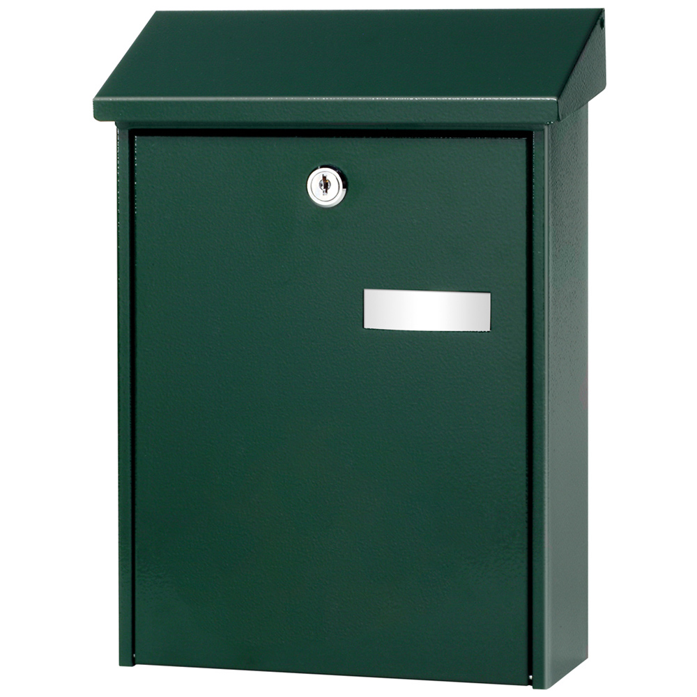Burg-Wachter Green Daily Wall Mounted Galvanised Steel Post Box - 22 x 30 x 7.5cm Image 1