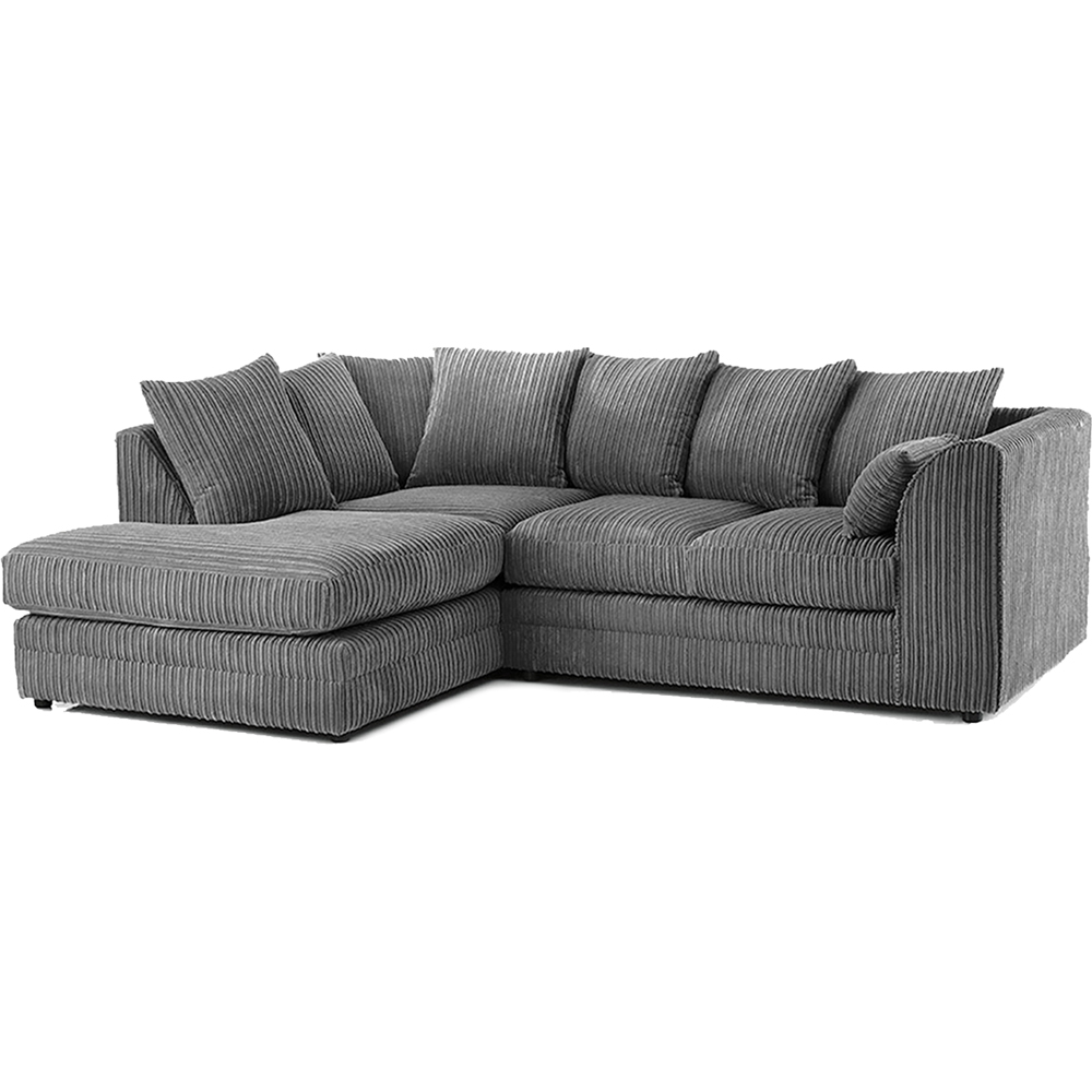 Portland Luxor 4 Seater Grey Jumbo Cord Left Hand L Shape Corner Sofa Image 2