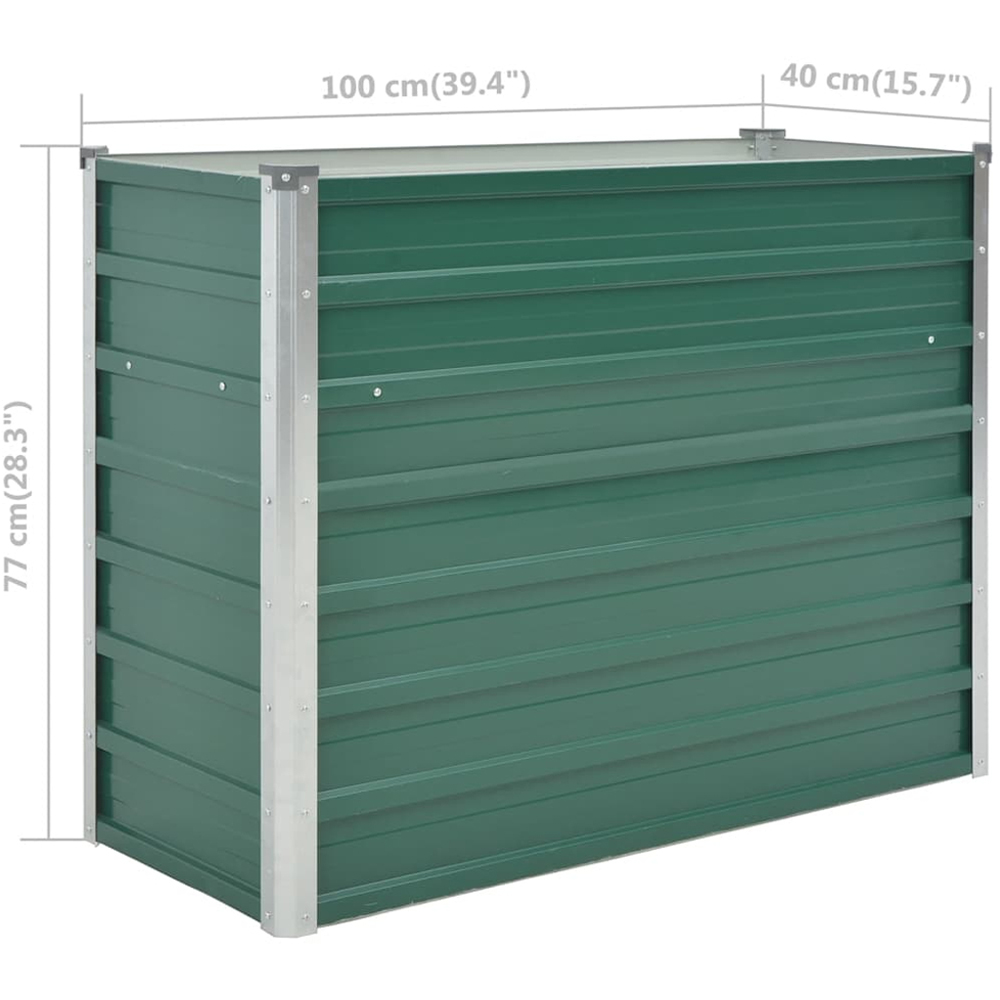 vidaXL Green Galvanised Steel Raised Garden Bed 77 x 40 x 100cm Image 7
