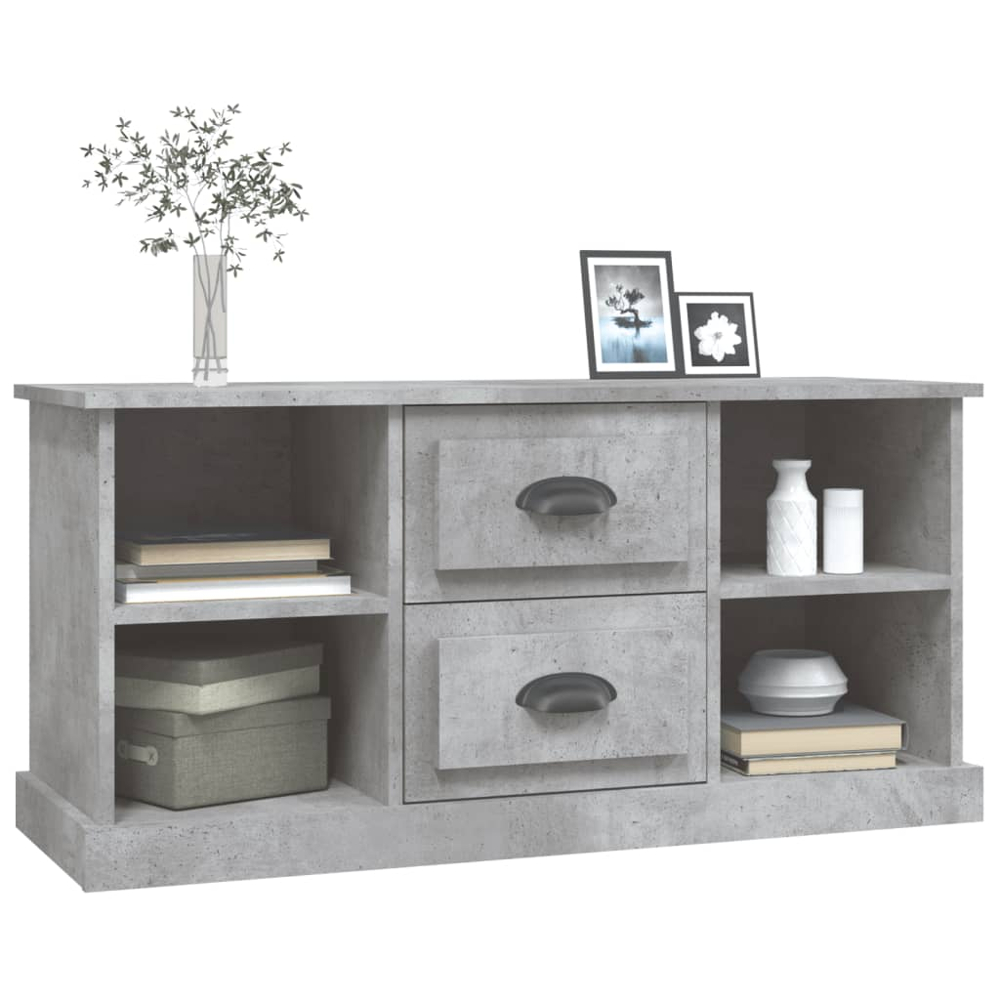 vidaXL 2 Drawer 4 Shelf Concrete Grey TV Cabinet Image 4