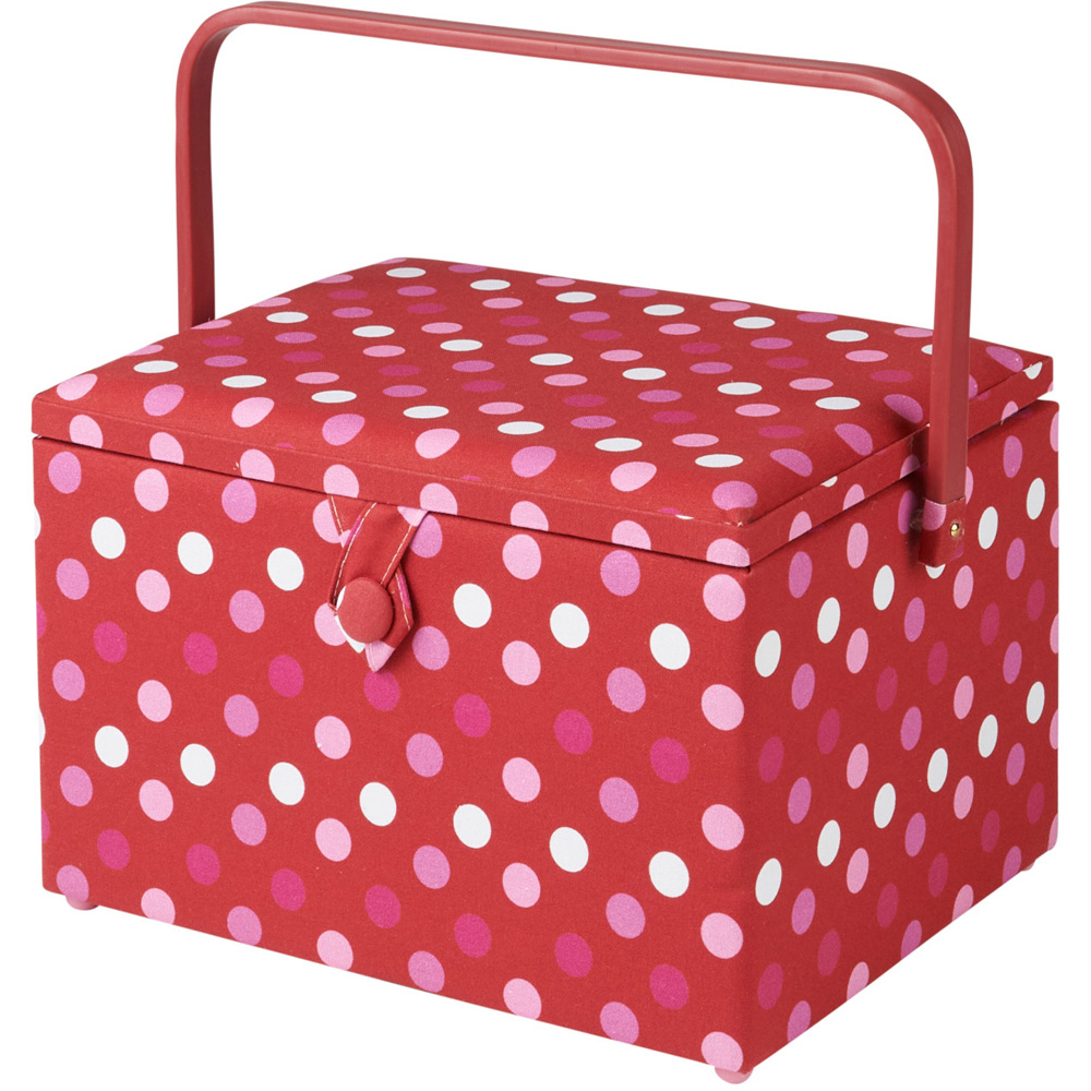Sewing Online Red Spot Large Sewing Basket with Carry Handle Image 3
