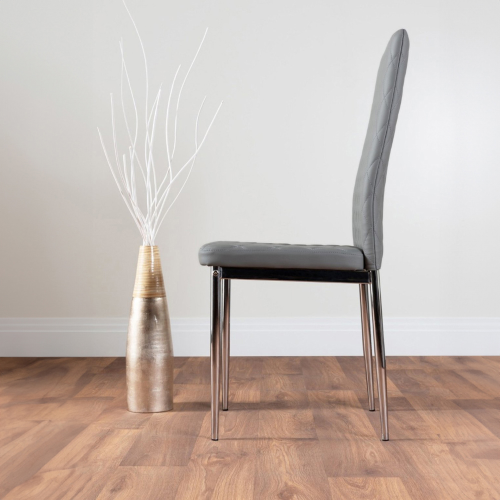 Furniturebox Molini Valera 6 Seater Dining Set White Gloss Grey and Chrome Image 4