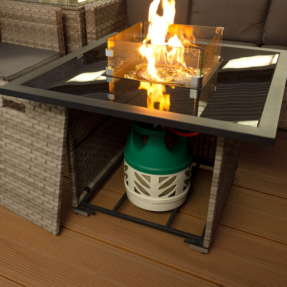 Oseasons Acorn 10 Seater Dove Grey Deluxe Rattan Modular Firepit Sofa Set Image 3