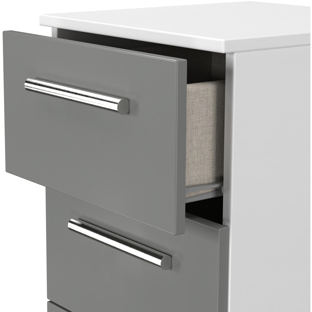 Crowndale Contrast 5 Drawer Dusk Grey and White Tall Bedside Cabinet Ready Assembled Image 5