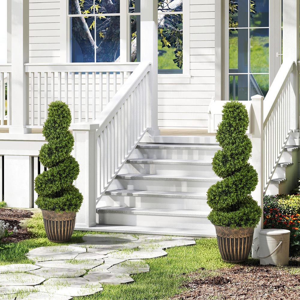 Portland Topiary Spiral Boxwood Artificial Plant in Pot 3ft 2 Pack Image 2