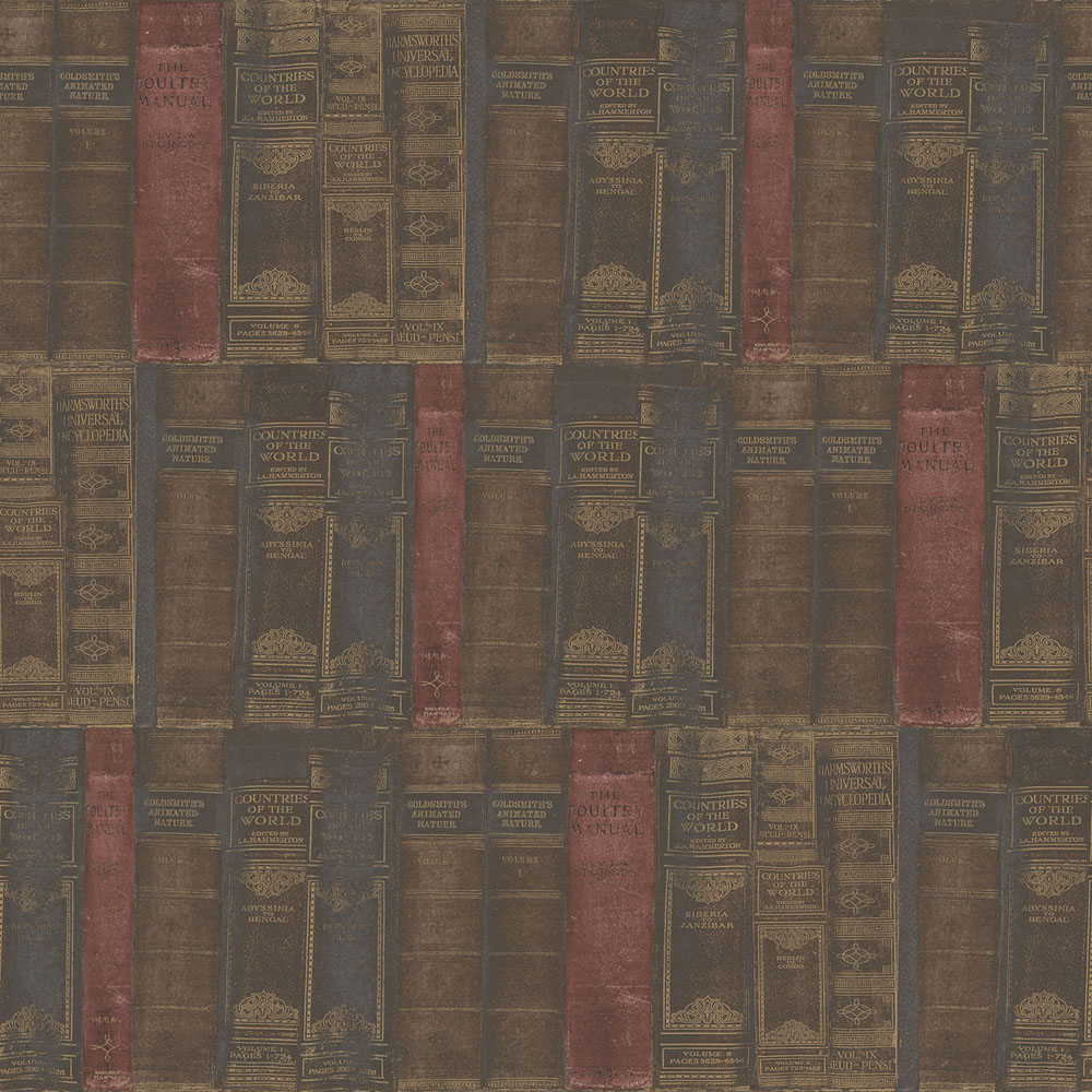 Galerie Nostalgie Library Books Brown Wallpaper Image 1