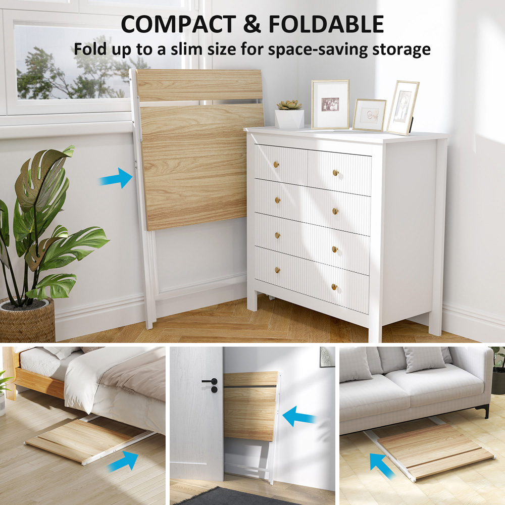 HOMCOM 2 Shelf Foldable Computer Desk Natural Image 4