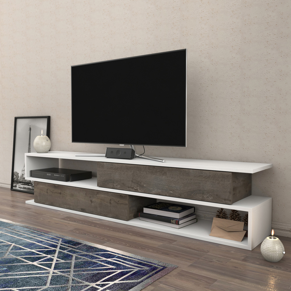 Decorotika Cortez 2 Shelf White and Wenge TV Unit Image 4