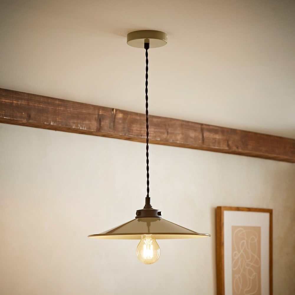 ValueLights Hampstead Green Rolled Edge Tapered Pendant Light with Bulb Image 2