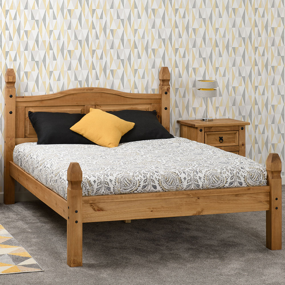 Seconique Corona Double Distressed Waxed Pine Low End Bed Image 1