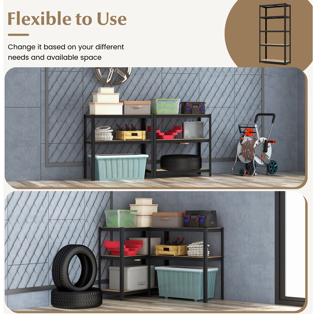 Costway Black 5 Tier Metal Anti Tipping Shelving Unit Image 8