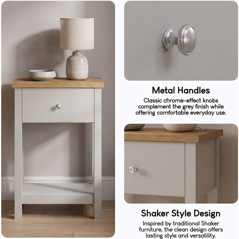 VIDA DESIGNS Arlington Single Drawer Grey and Oak Console Table Image 5