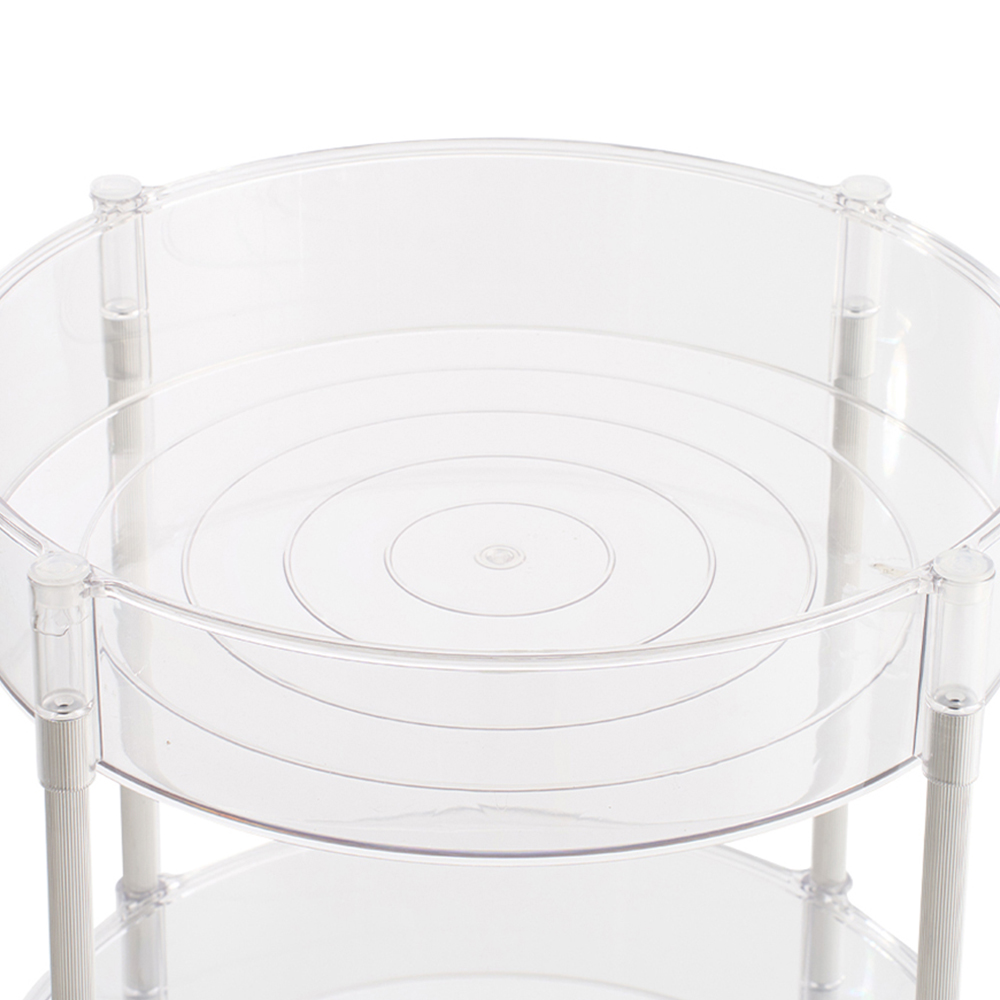 Living and Home 3 Shelf Clear Round Rolling Storage Cart Image 3