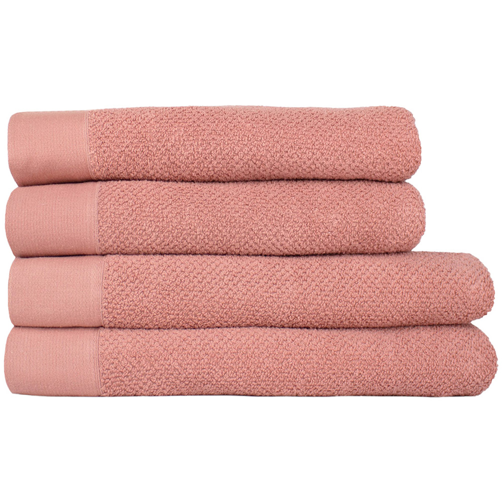 furn. Textured Cotton Blush Bath Towels and Sheets Set of 4 Image 1