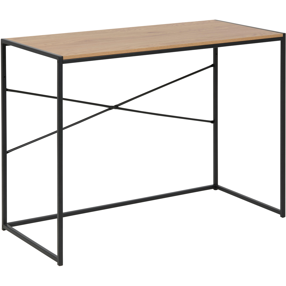 Florence Seaford Office Desk Black and Oak Image 2