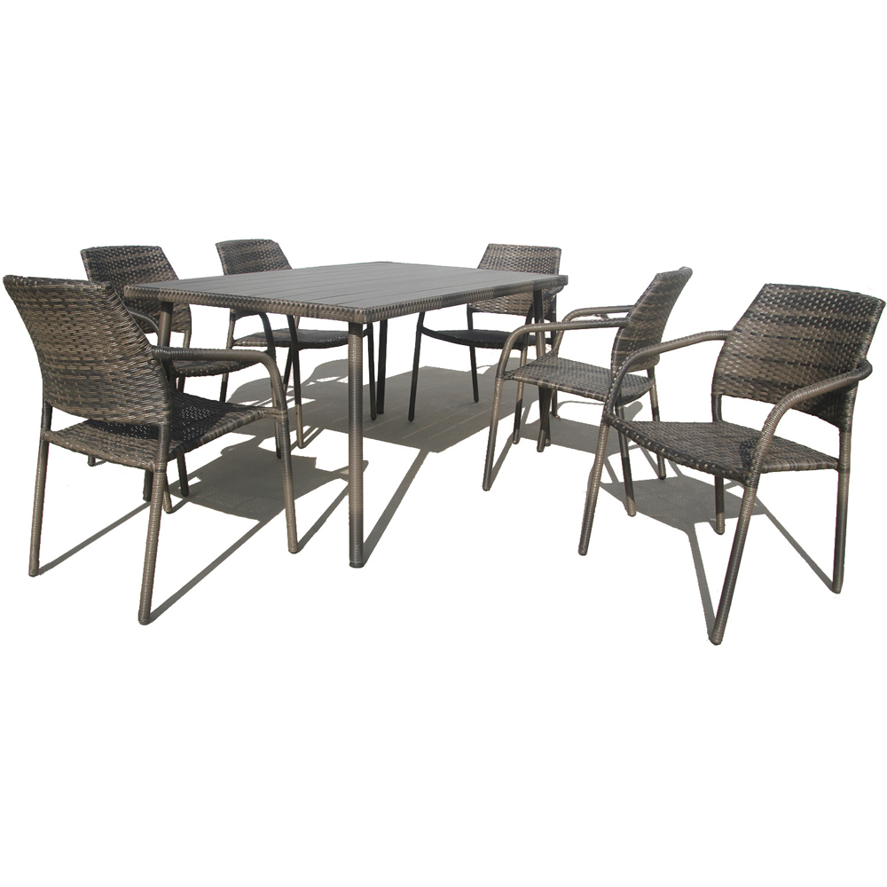 Furniture One 6 Seater Rattan Stackable Garden Dining Set Image 3