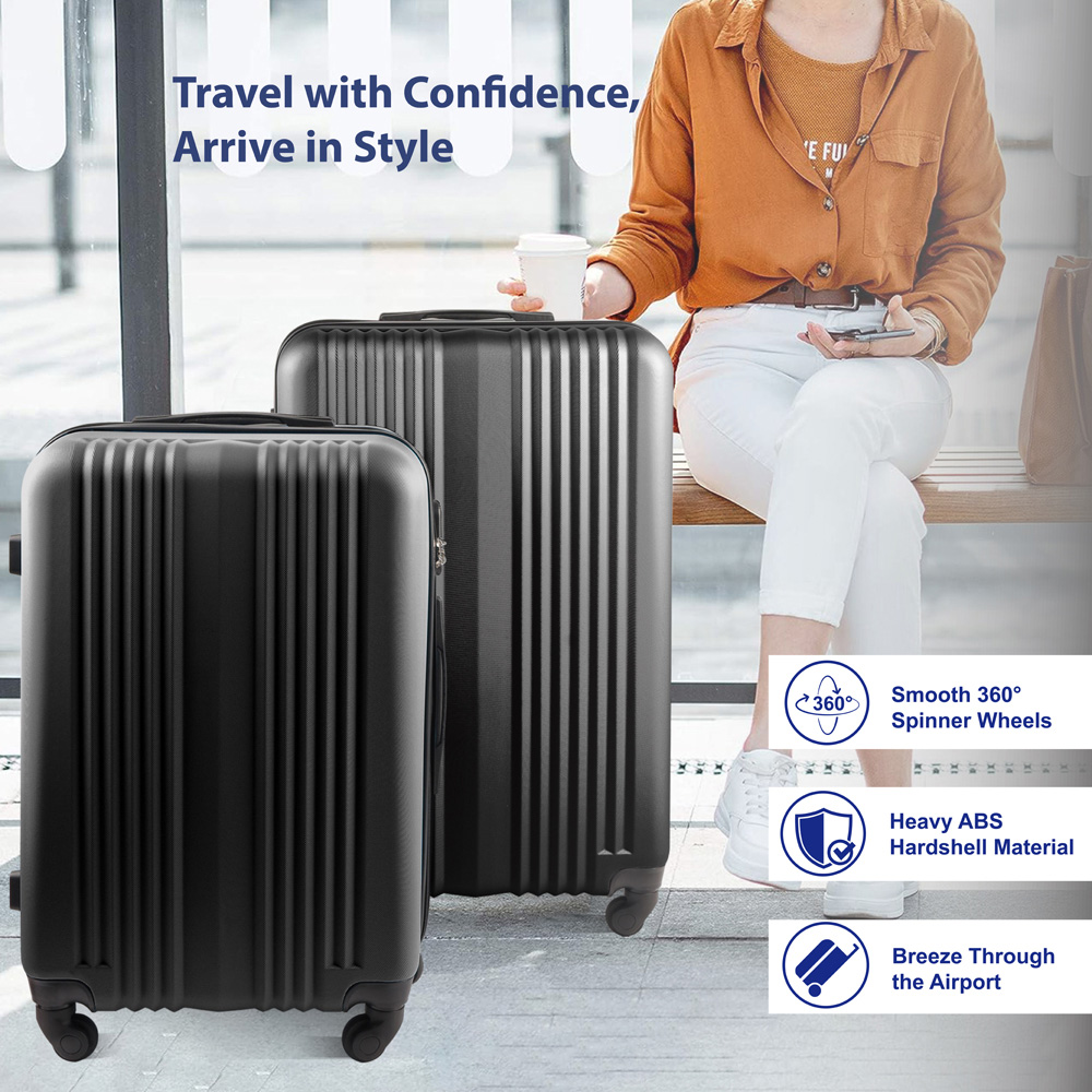 Groundlevel Delta Hard Shell Set of 3 Black XL Luggage Suitcase Image 4