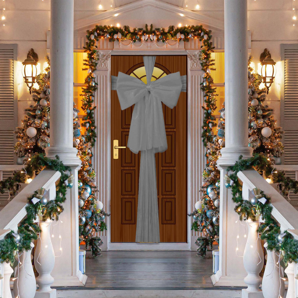 Shatchi Silver Giant Bow Door Cover Image 2