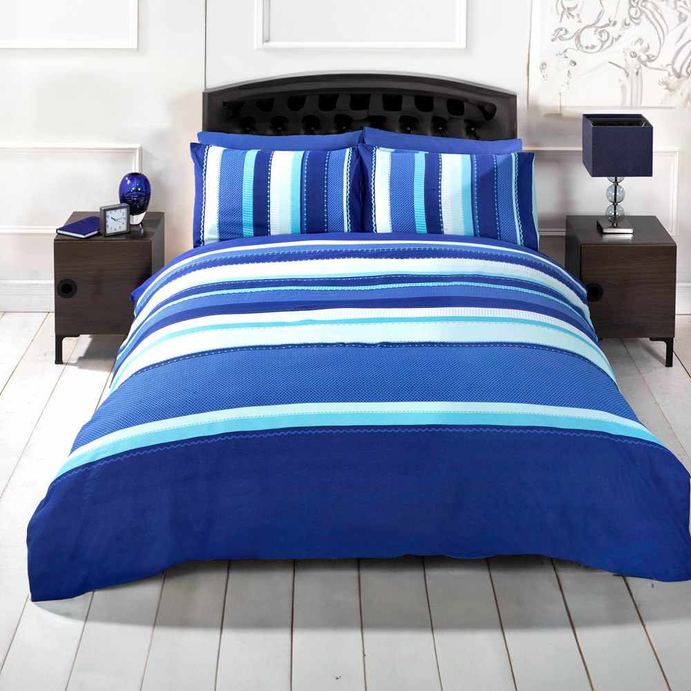 Rapport Home Detroit Double Blue Duvet Cover Set Image 1