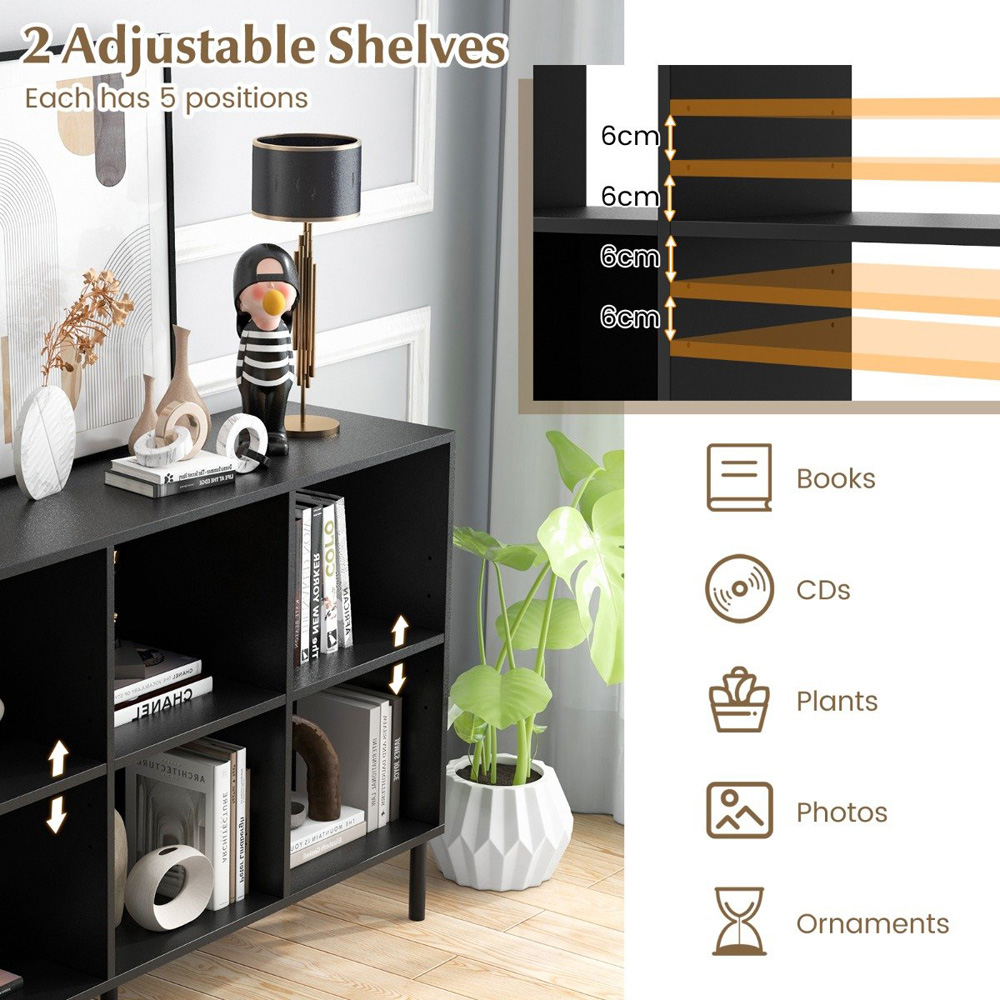 Costway 6 Cube Black Bookcase Image 4