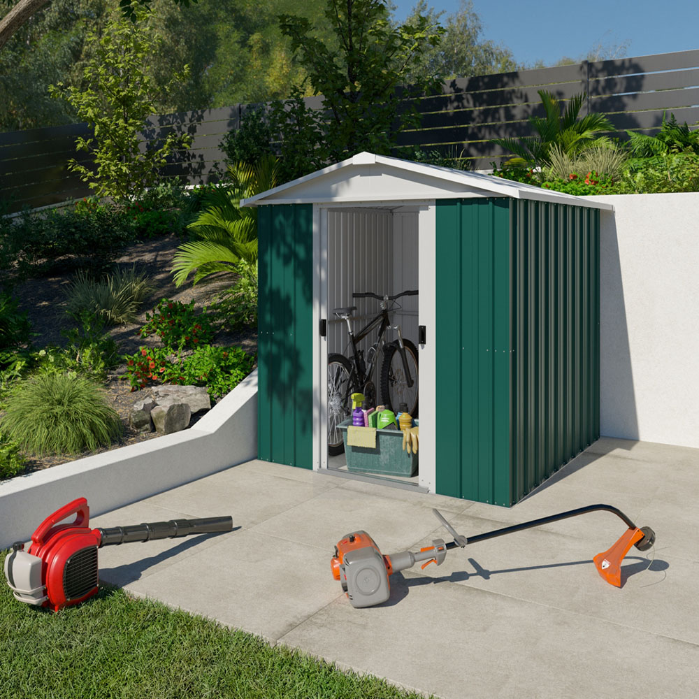 Yardmaster 6.8 x 7.2ft Emerald Green Apex Metal Storage Shed Image 2