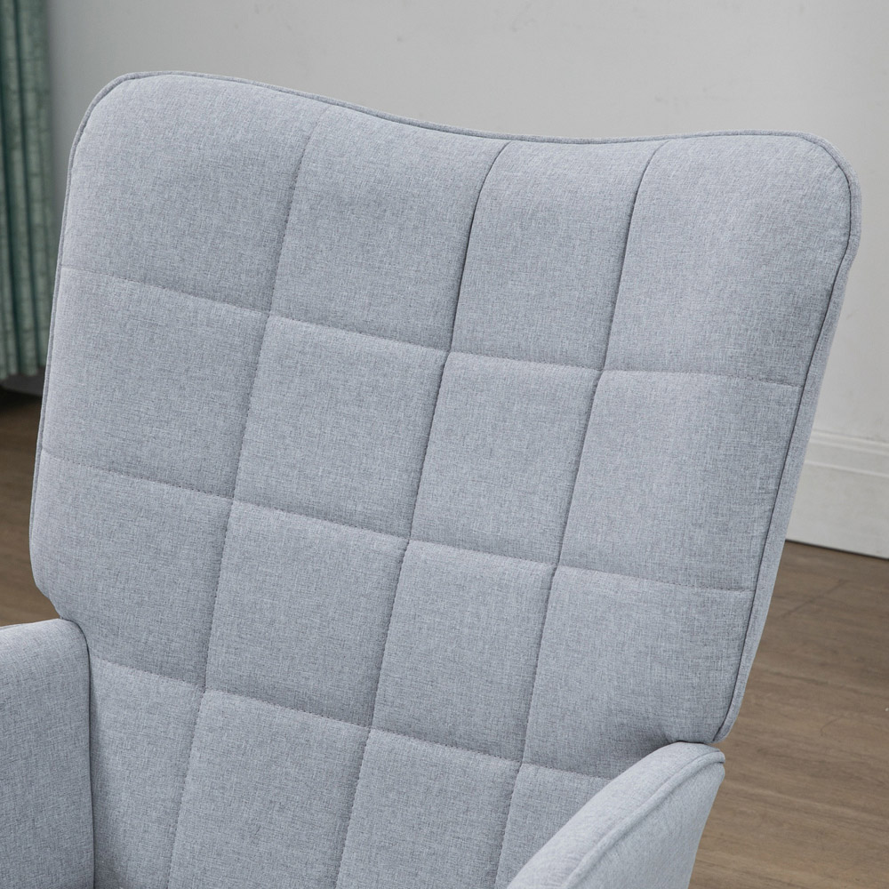 Portland Light Grey Armchair with Footstool Image 3