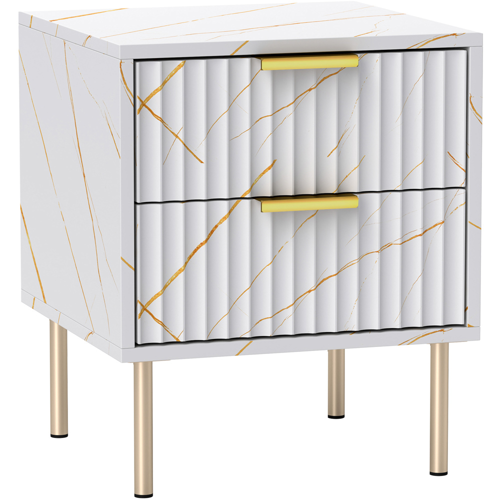Portland 2 Drawer White Bedside Table Image 2