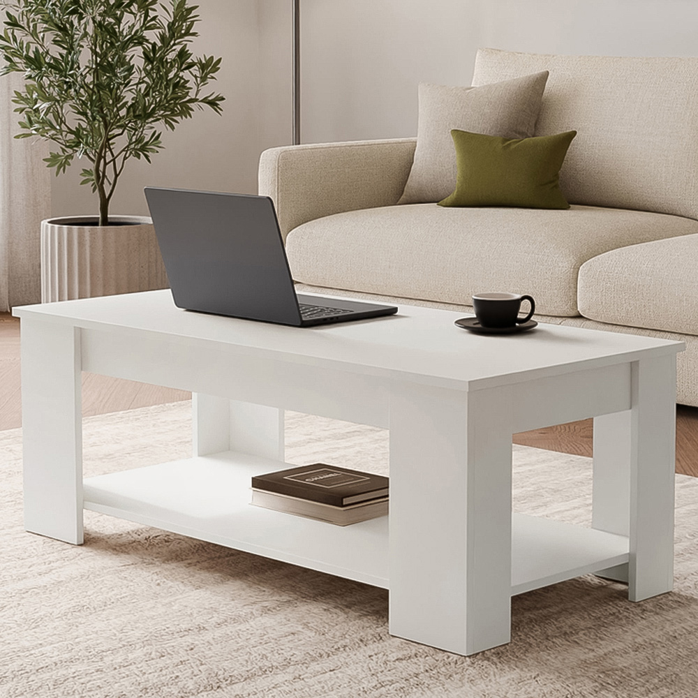 GFW White Lift Up Coffee Table Image 1