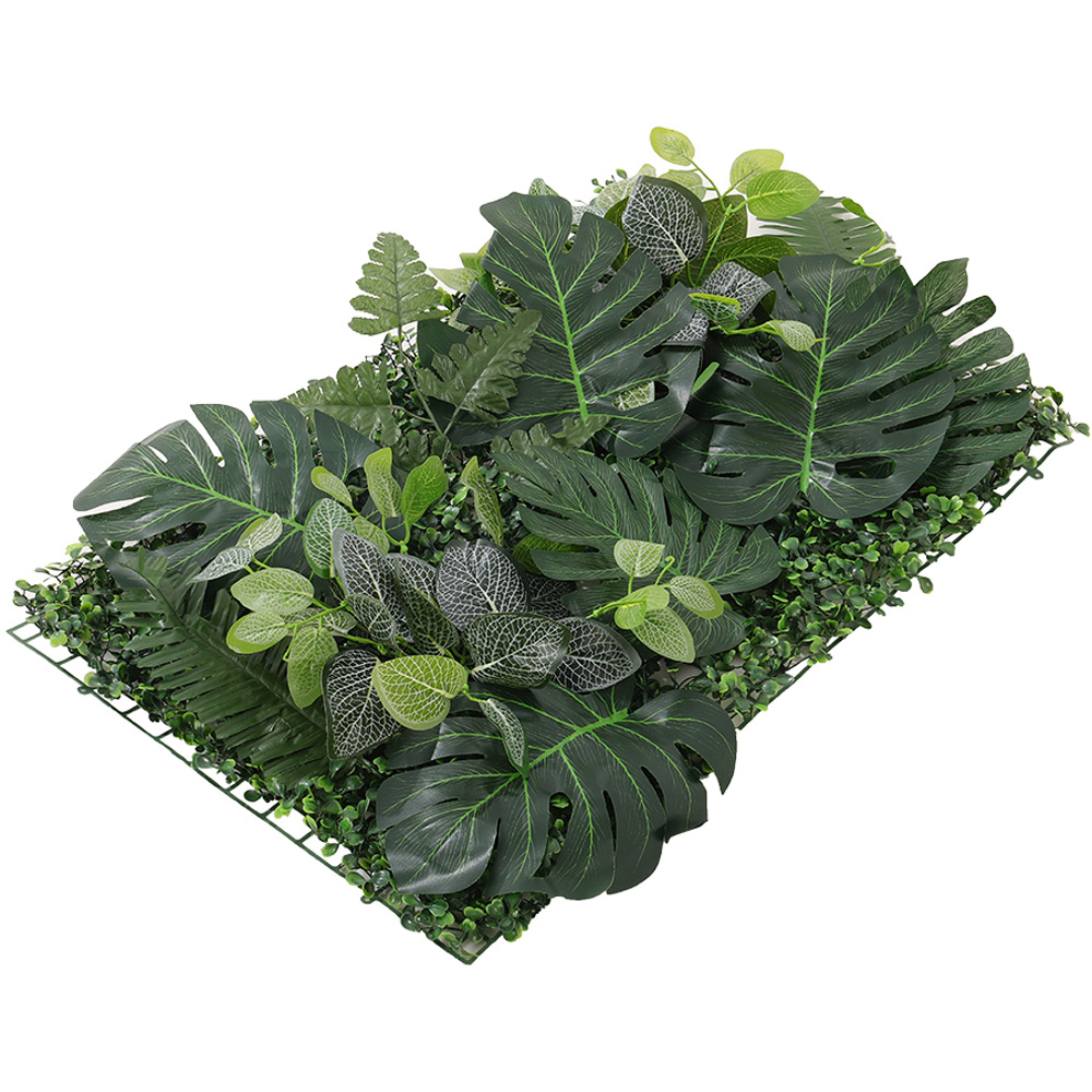 Living and Home Green Artificial Mix Plants Wall Panel 60 x 40cm Image 1