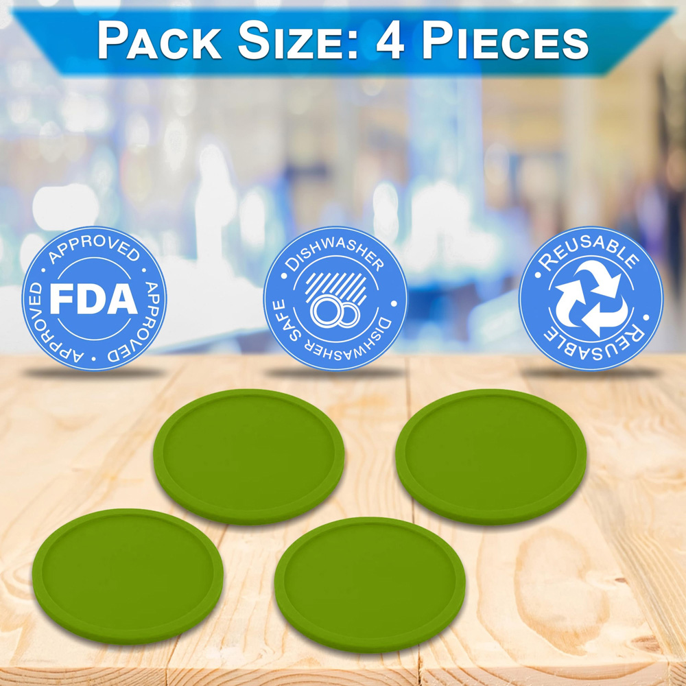 ATEK Green Silicone Non-Slip Round Drink Coaster 4 Pack Image 6