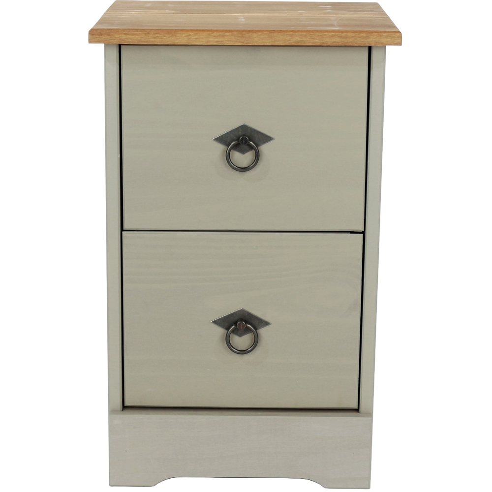Core Products Corona Classic 2 Drawer Grey Pine Wood Compact Bedside Cabinet Image 3