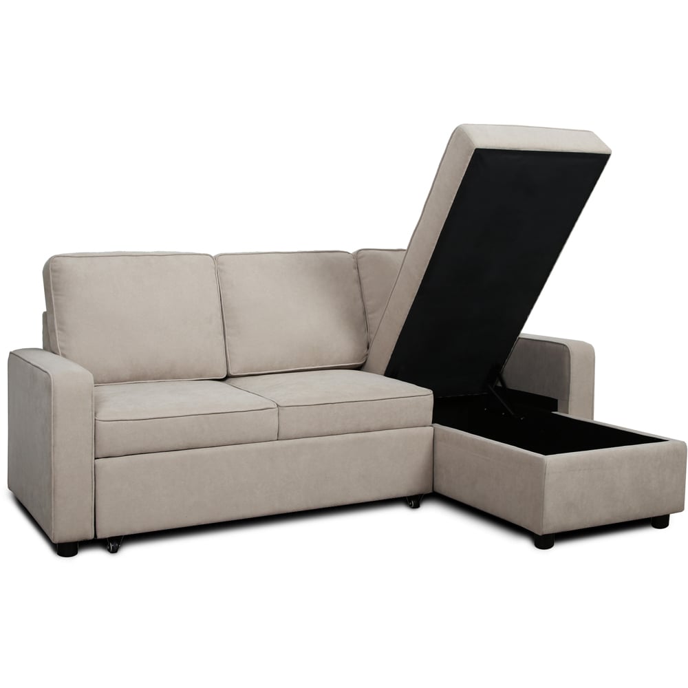 Selene Double Sleeper Beige Linen Corner Sofa Bed Image 3