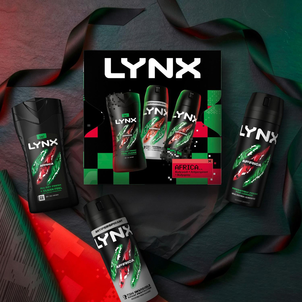 Lynx Africa Men's Body Wash Body Spray and Antiperspirant Gift Set 3 Piece 3 Pack Image 6