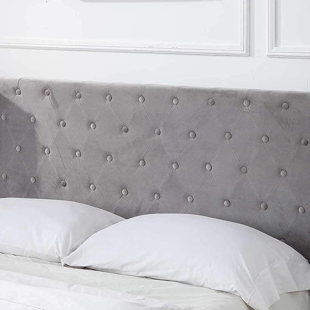 Home Treats King Size Brushed Velvet Buttoned Winged Headboard Ottoman Bed Frame Image 3