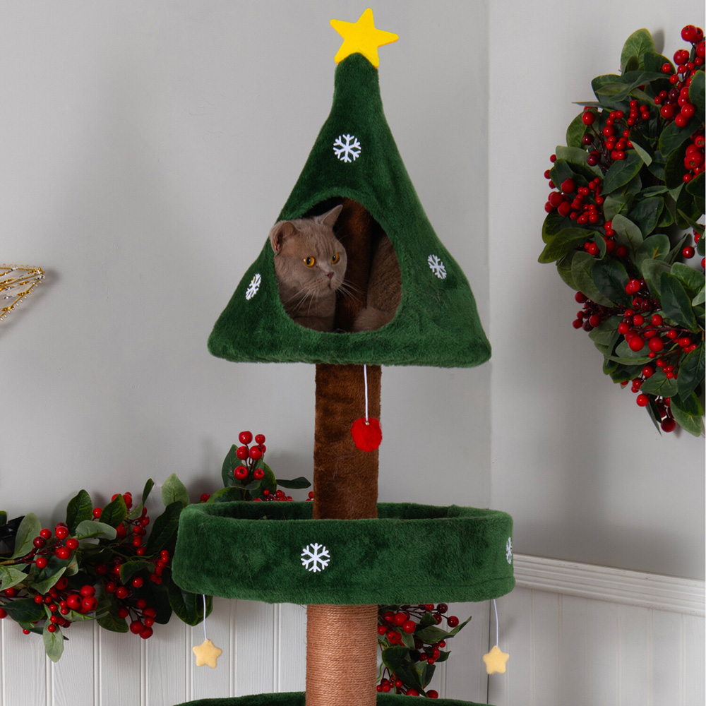 Christmas Tree Cat Tower Green Image 7
