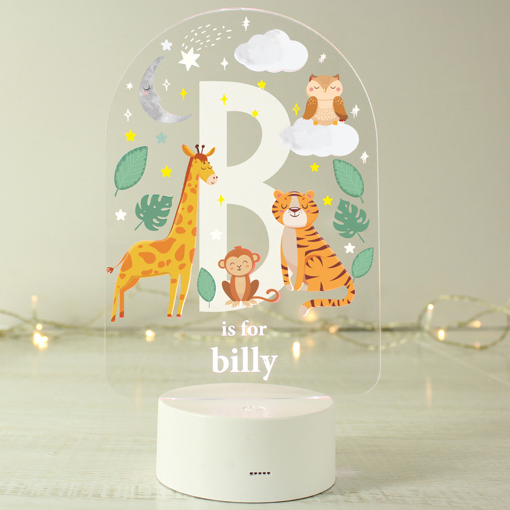 Personalised Memento LED Colour Changing Personalised Animal Alphabet Night Light Image 3