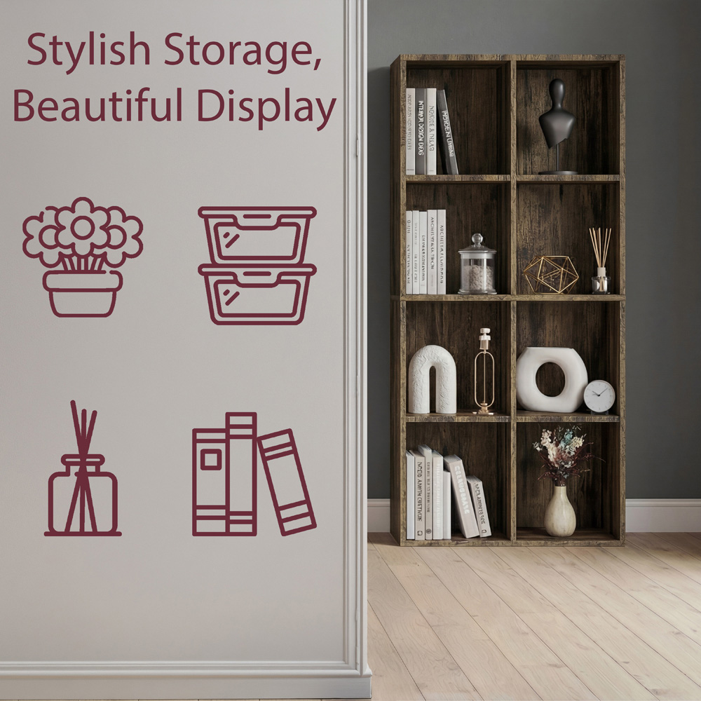 VIDA DESIGNS 8 Shelf Dark Wood Cube Storage Unit Image 6