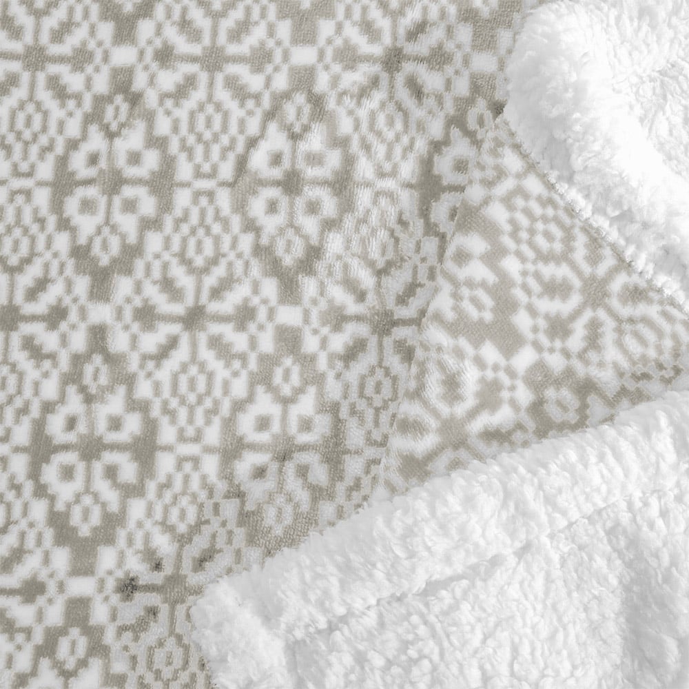 Velosso Grey Aztec Sherpa Backed Throw 130 x 180cm Image 3